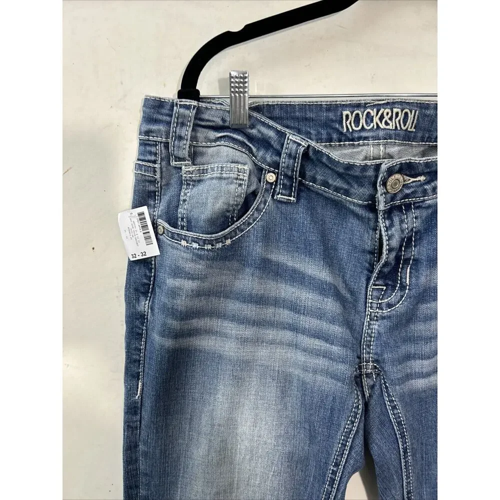 Rock & Roll Cowgirl Low Rise Bootcut Med Acid Wash Jeans Womens Size‎ 32x32 NWT - Picture 2 of 15
